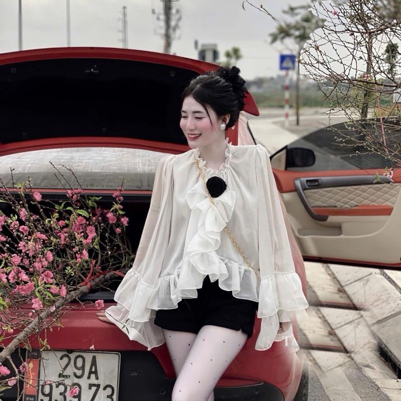 Áo Sơ Mi Tơ Hoa Bèo Dài Tay Nữ 1