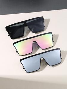 Unisex Street Trend Flat Top Sunglasses, Trendy Vintage Sunglasses for Everyday Use, Fashion Accessories for Outdoor Activities