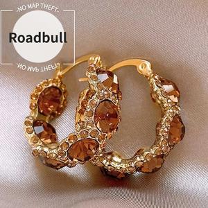 ROADBULLスタイリッシュなリングタイプイヤリング,クリスタル装飾付ききき.パーティーを使うや通常使用いのアパレルにも合ううううわせやすく,どんなスタイルにも合うファッショナブルでエレガントなアクセサリーです.誕生日プレゼントにも最适です.