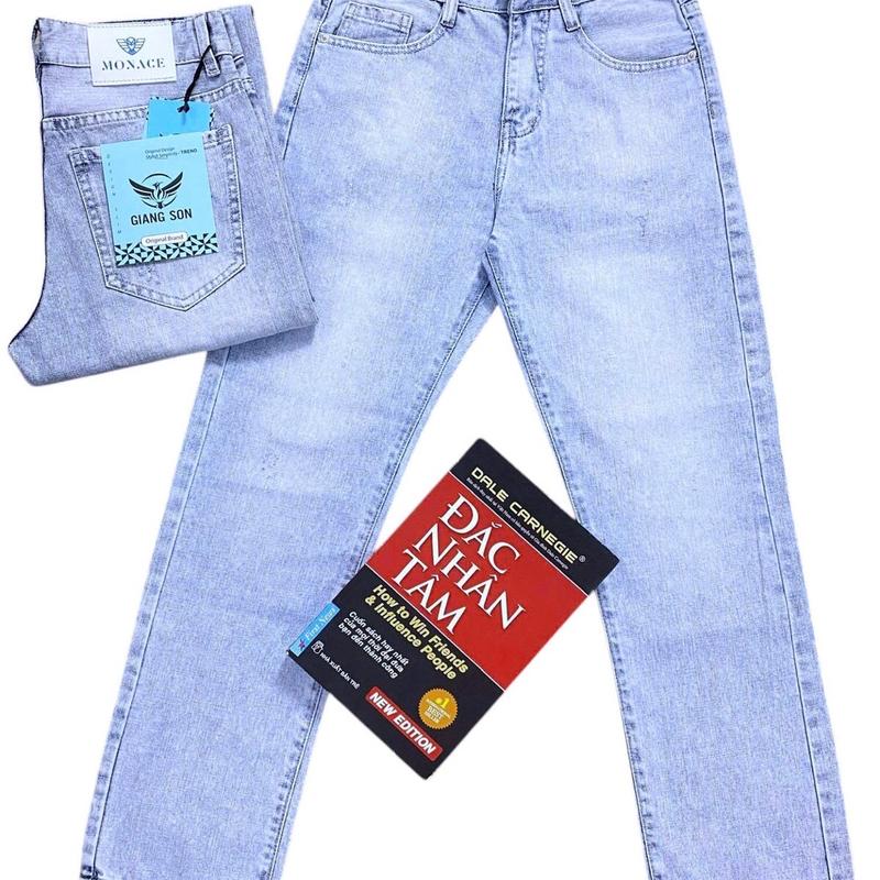 Quần rin dài nam ống suông màu bạc xước