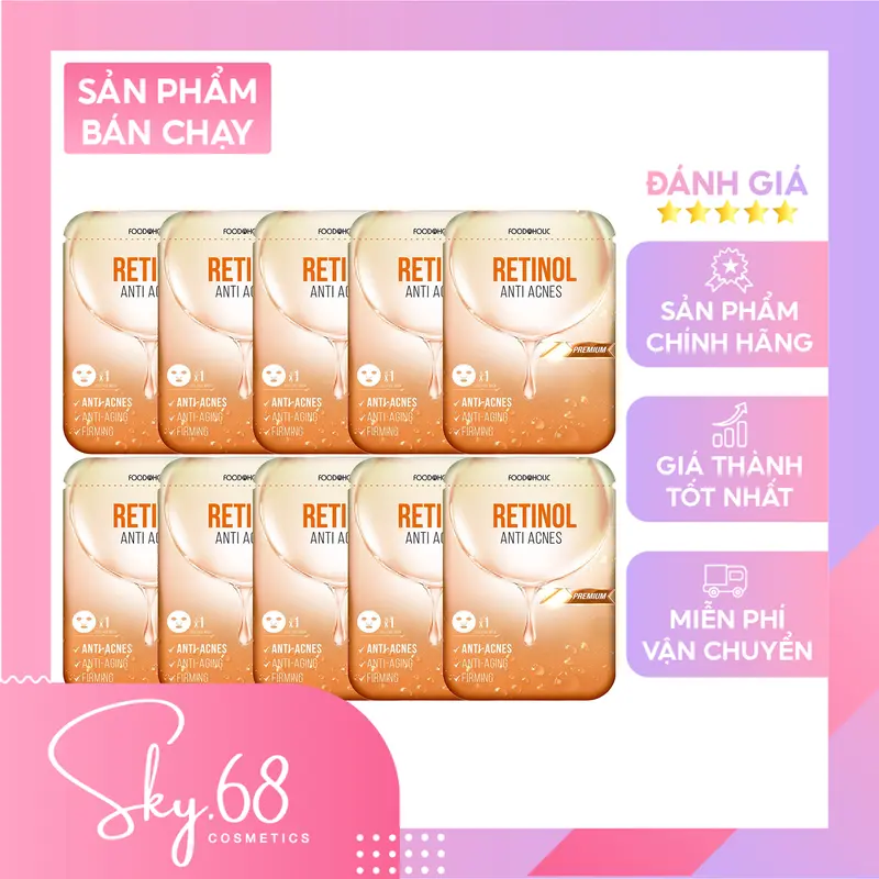 [HÀNG CHÍNH HÃNG] Combo 10 Mặt nạ Foodaholic Retinol Anti Acnes Mask 23ml x 10 - RETINOL  Whitening Skincare 0