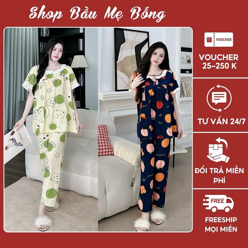ComBo 2 Bộ Mặc Bầu Và Sau Sinh Dáng Quần Dài Áo Cộc Babydoll Chất Liệu Tôn Lanh 2 Da Thái Mềm Mịn, Thoáng Mát Dành Cho mẹ Bầu Freesize Dưới 72kg
