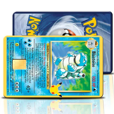 Blastoise Anime Credit Card Skin - Matte Waterproof Vinyl Sticker For Debit, Credit & Bank Cards