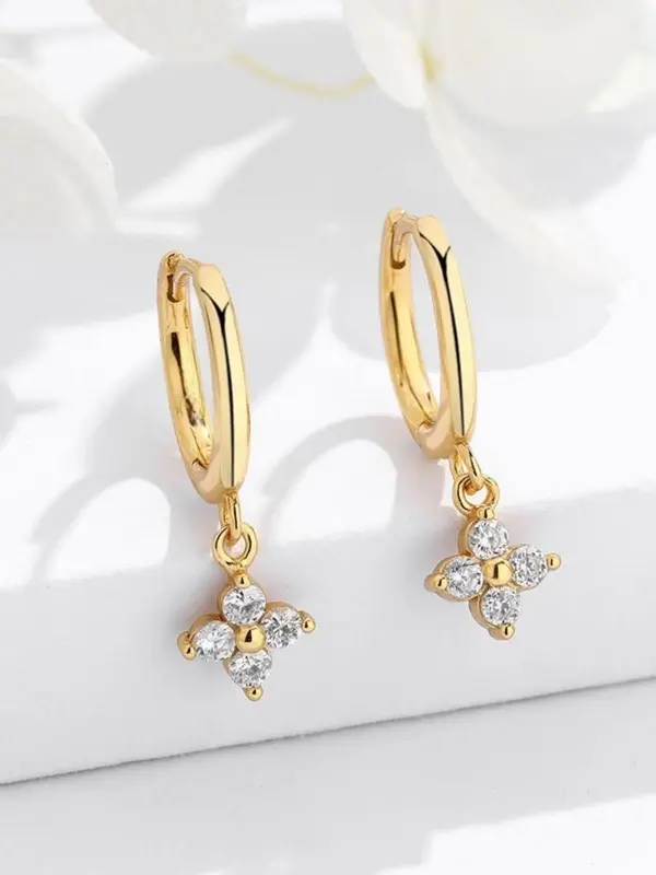 1 Pair Women's Elegant Rhinestone Star Dangle Earrings, Exquisite Trendy Dangle Earrings, Gorgeous Jewelry As Birthday Gift for Women 2