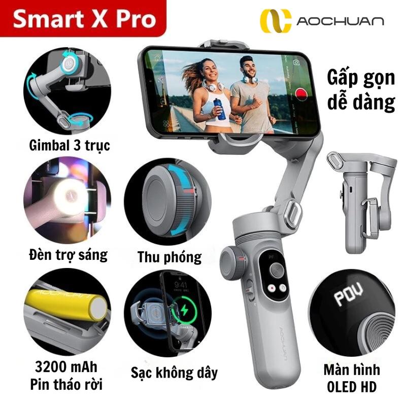 Product Introduction of AOCHUAN Gimbal Smart X Pro Gậy chống rung điện thoại tích hợp sạc dự phòng không dây, đèn led và pin dung lượng cao 0