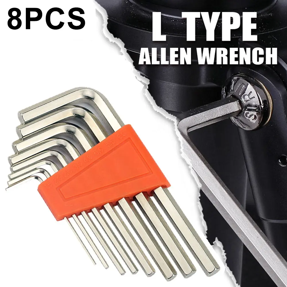 Manual Hardware tools Flat head Allen key 8-piece set L-shaped long and short Allen key wrench impact  wrench  tools  set socket  wrench