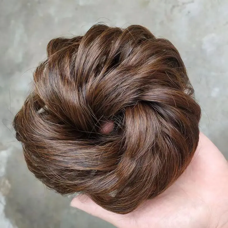 Búi Tóc Giả, Búi Tóc Xoăn, Bồng Bềnh Scrunchies Thật, Tóc Cuộn, Tạo Mẫu, Kiểu Tóc Giống Như Nụ Hôn, Thực Tế, Phụ Kiện Đội Đầu Nữ, Dây Buộc Tóc Hoa Wig crimped  wig 8