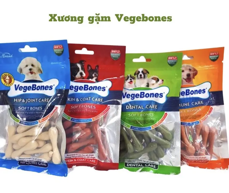 XƯƠNG THƯỞNG VEGEBONE CHO CHÓ SIÊU NGON 60GR,xương gặm sạch răng chó mèo bánh thưởng ăn vặt cho chó mèo