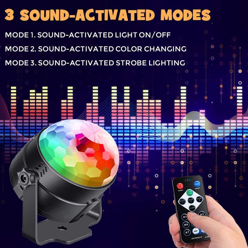 Product Introduction of 1/2PCS Disco Ball Party Lights LED RGB Sound Activated Stage Rotating Projector Lamp Christmas Gift Wedding Party Club Laser Show Lamps 5