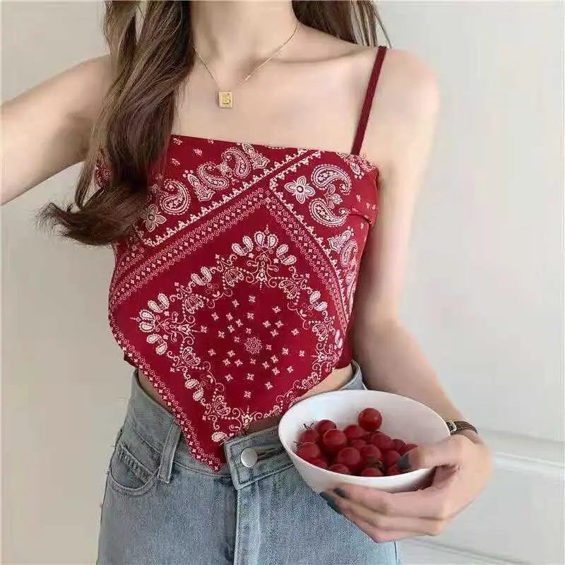 2025 High Quality [7738 People Praise] Hot Girl Scarf Paisley Camisole Women's Design Sense Niche Inner Wear Outer Wear Fried Street Anti-Aging Fashion Clothes Hot Sale