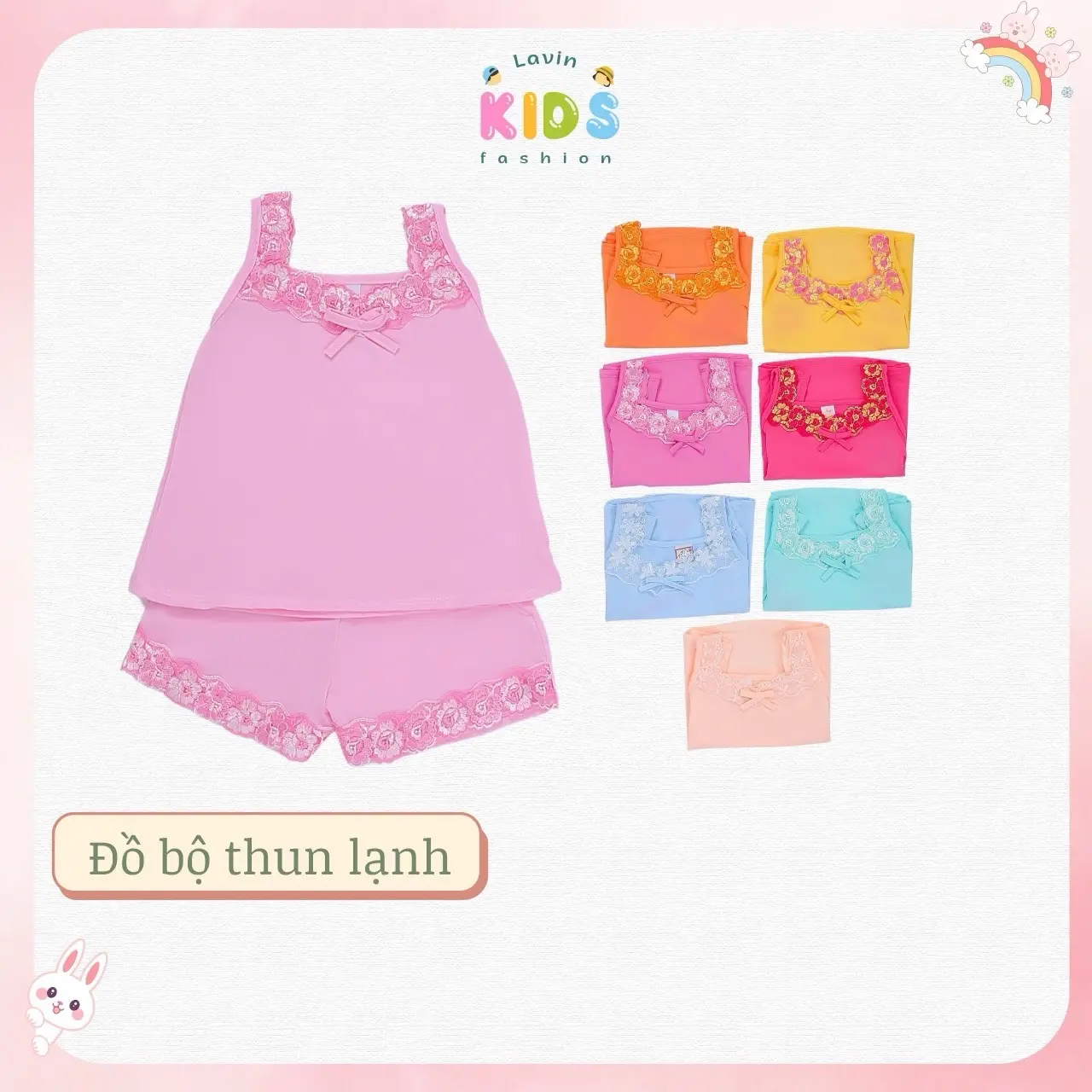 Đồ bộ thun lạnh dây bản lớn bé gái size 5-35kg