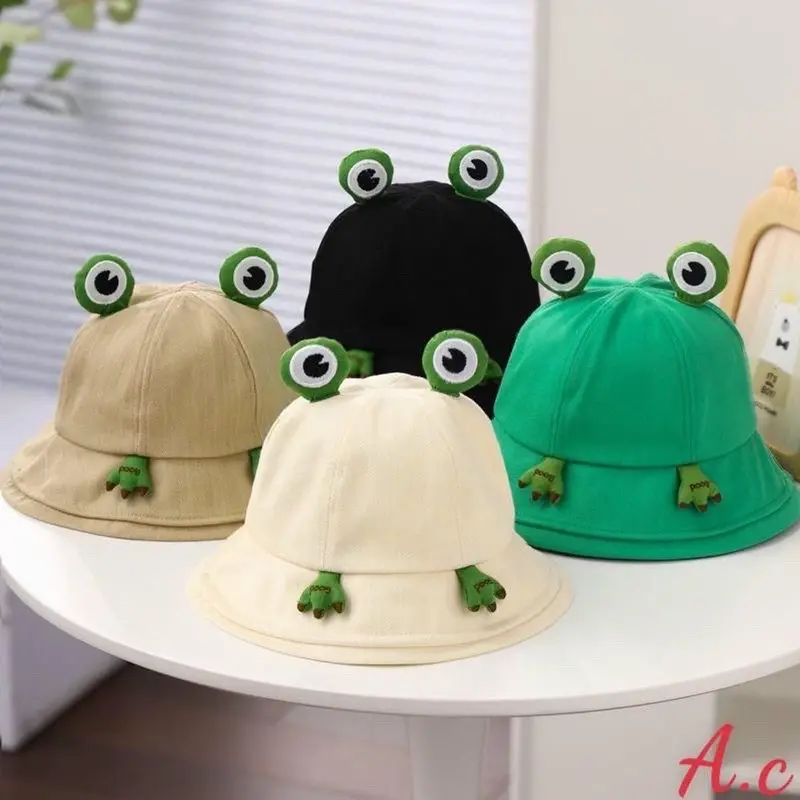 ￼Mũ Tai Bèo Hình Chú Ếch Dễ Thương Cho Nữ Nón Bucket Hoạt Hình Phong Cách Hàn Quốc Cap Len 2