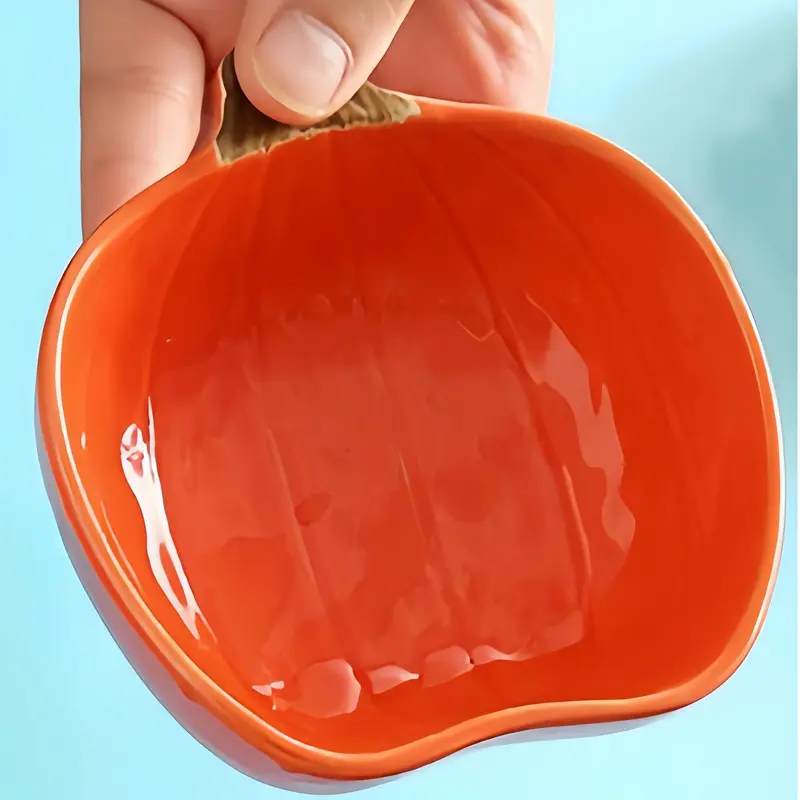 Creative Pumpkin Shaped Sauce Dish, 1 Piece Snack Plate, Ceramic Dipping Dish, Kitchenware for Home Use, Housewarming Gift 4