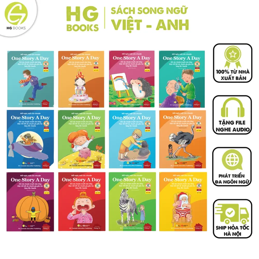 [Lẻ cuốn] Sách - One Story A Day: 365 câu chuyện phát triển IQ, EQ cho bé - Bản song ngữ tặng kèm file nghe