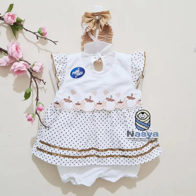 [P-034] Baju Bayi / Dress Bayi Perempuan 0-12 bulan Motif Kombinasi (Bonus Bandana) Cewek Pink 4