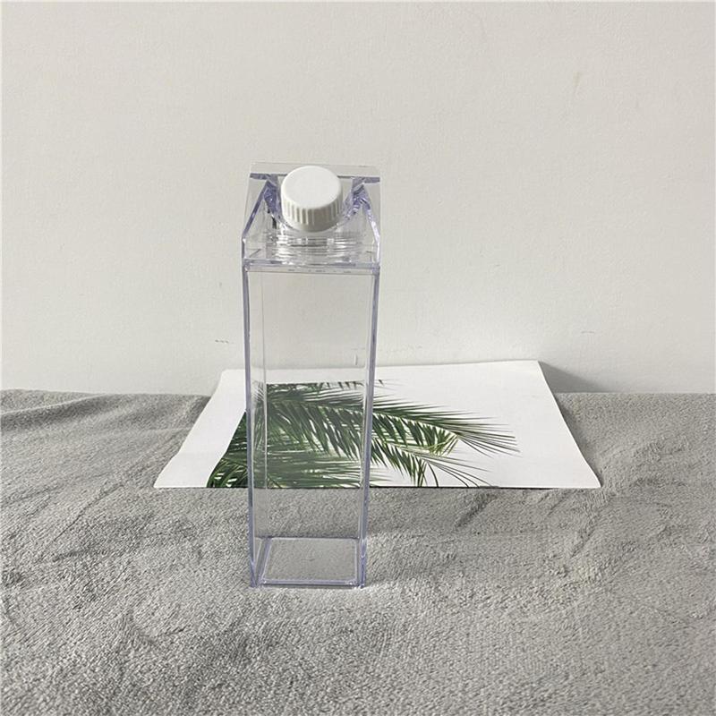 Milk Box Water Bottle (1 Piece), Milk Craton Bottle, 500ml/17.6oz Square Plastic Milk Bottle 4