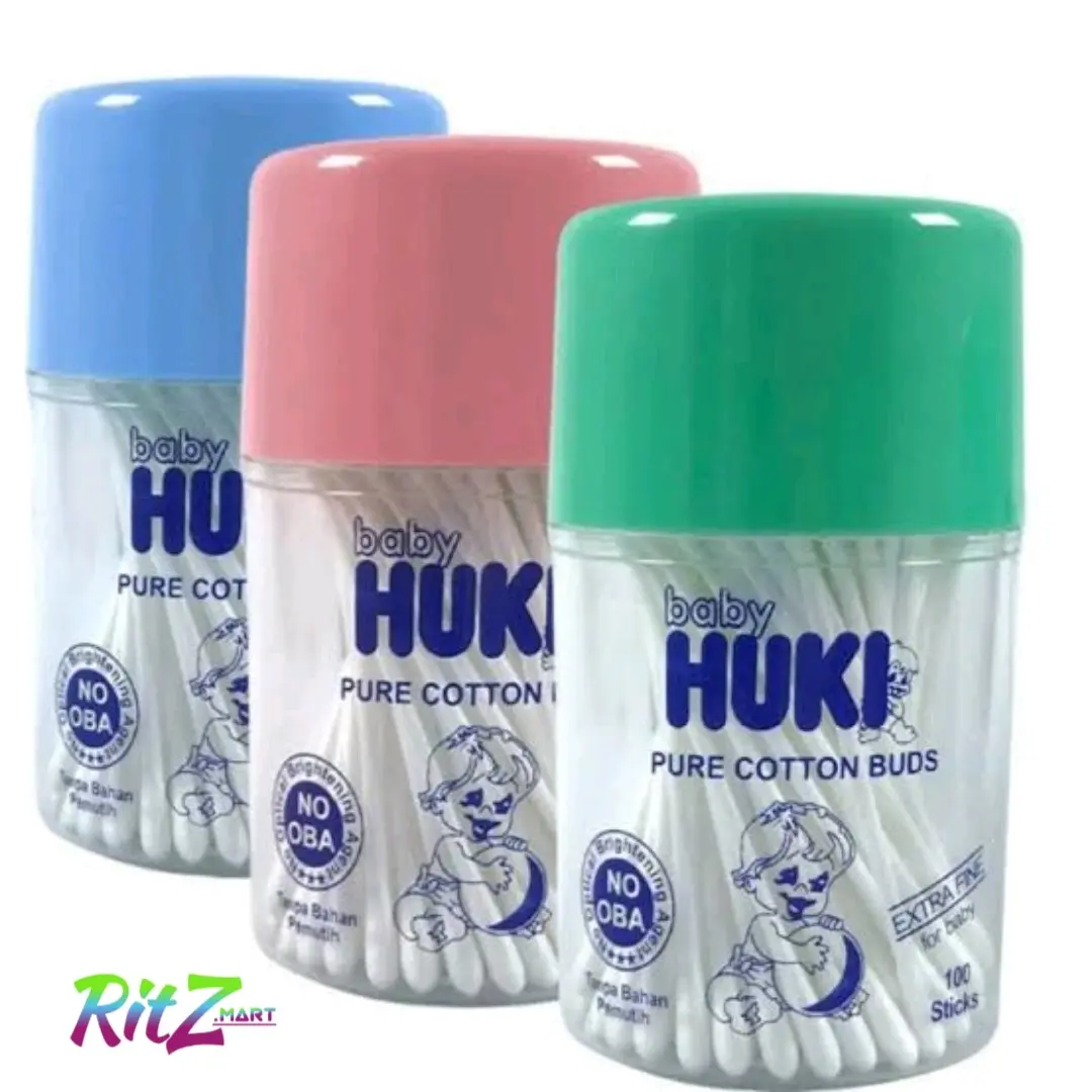 Baby Huki Cotton Buds 100 Sticks Pembersih Telinga Bayi