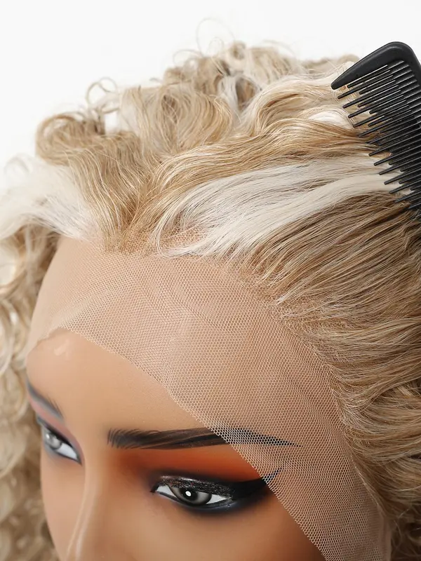 Long Wavy Wigs for Women, Gorgeous Fluffy Wigs without Bangs, Synthetic Lace Front Wigs for Party, Daily Use 5