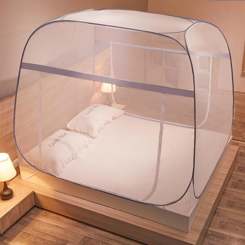 [Mã 05]Màn Chụp Tự Bung Đỉnh Vuông, 2 Khóa Sắt, Sang Chảnh, Cao Cấp  Đem Lại Giấc Ngủ Ngon phòng Chống Côn Trùng viền xám có thể xoay 3