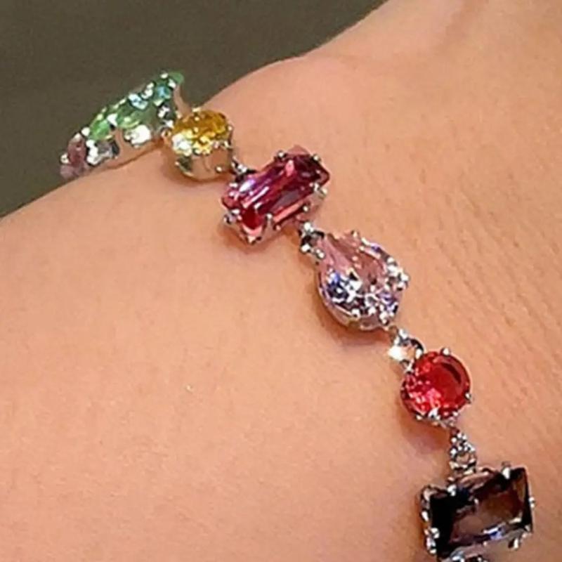 Vòng Cổ khối, đầy màu sắc, với Vòng Tay Hy Vọng và Đức Tin, Vòng Tay có thể điều chỉnh độ dài, dành cho phụ nữ, Pha lê sáng bóng, Món quà thời trang và Dễ Phối Đồ, Cung cấp sức khỏe và may mắn 7