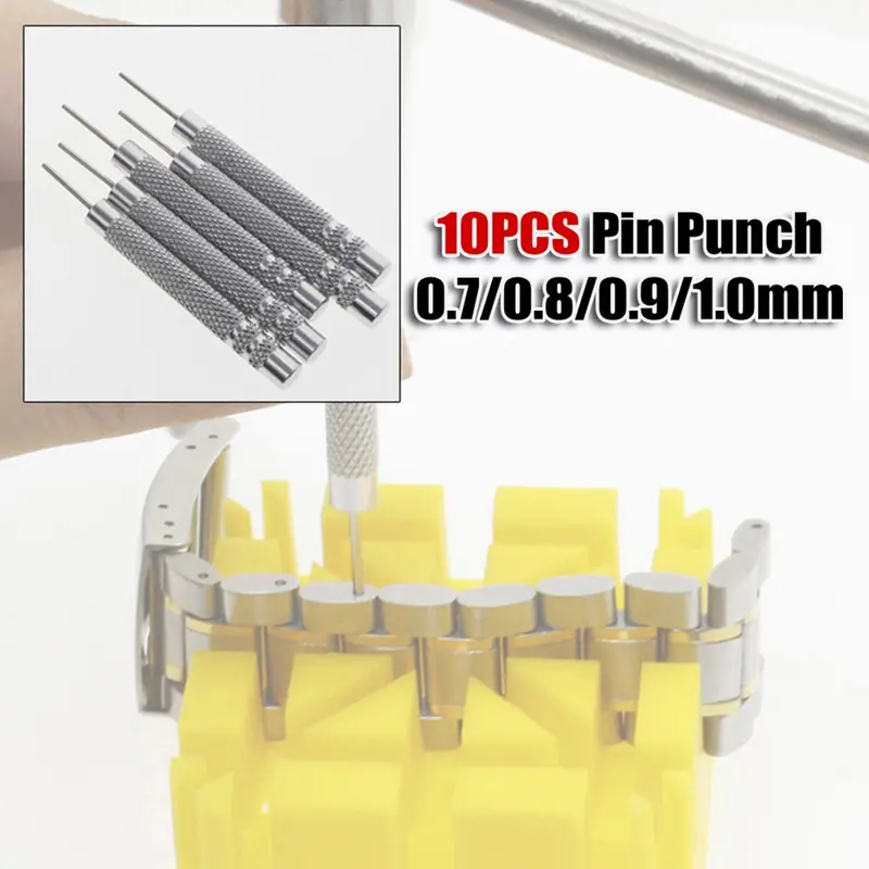 Dụng Cụ Sửa Chữa Tháo Ghim Vòng đeo tay Dây đồng Đồng Hồ 10 cái, Đục lỗ ghim sắt, Chiều rộng 0,7-1,0mm 1