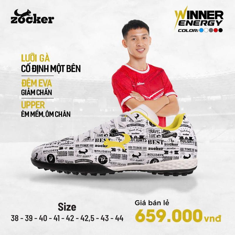 Giày Bóng Đá Zocker Winner Energy Chính Hãng Sân Cỏ Nhân Tạo [Full Box + Quà Tặng] - Đế Đệm EVA - Sneaker - Cao Su - Sport - Giày Thể Thao - Đá Banh - Tập Thể Dục