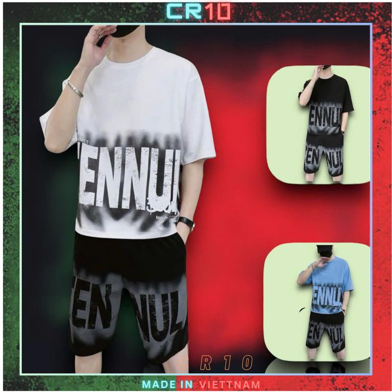 Bộ Quần Áo Thể Thao Bộ Đồ Cọc Tay Nam Nữ Chất Thun Lạnh Mát Mẻ Loang Chữ. Mã NN