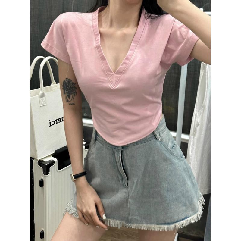 Áo croptop tay hến chất thun thun cotton kiểu dáng basic 7