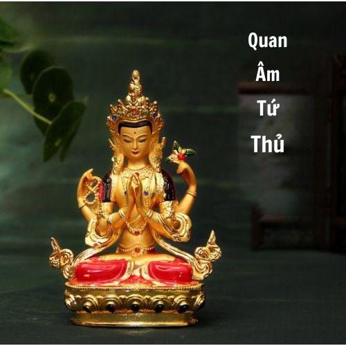 Tượng Kết Hợp Vẽ Tay Tây Tạng Các Ngài Thích Ca,Dược Sư,Tát Đoả,Liên Hoa,TaRa,Tứ Thủ. Decor Decor Phòng 5