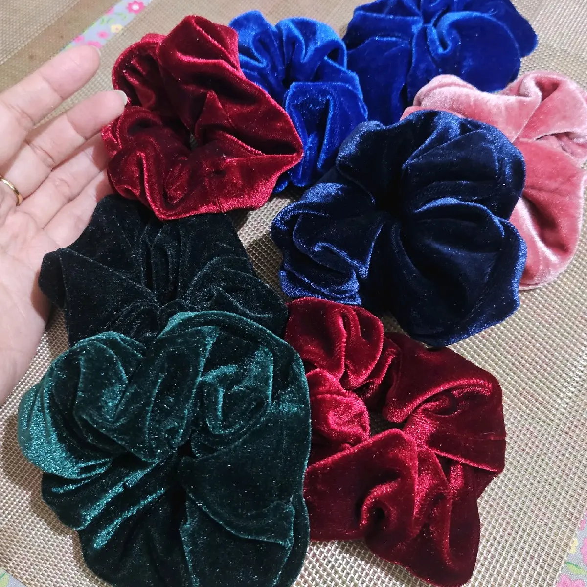 karet rambut ikat bahan velvet import bangkok