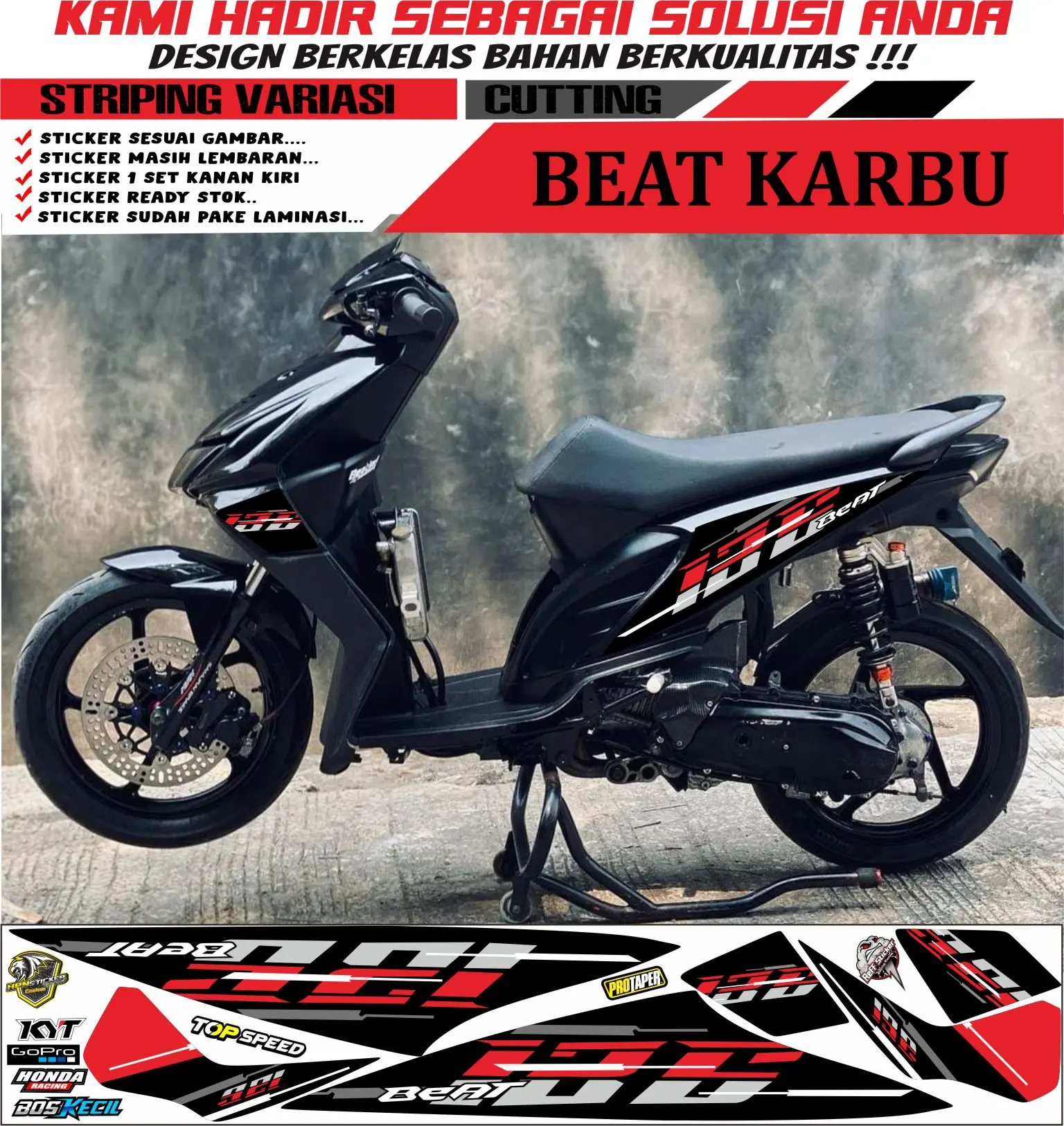STRIPING BEAT KARBU VARIASI VIETNAM ,STICKER MOTOR Motorcycle