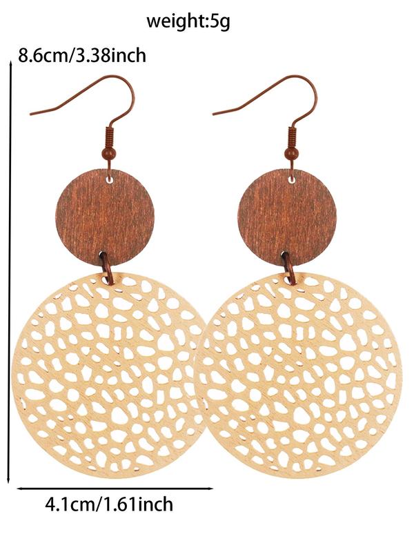 Hollow Out Design Wooden Earrings, Boho Style Jewelry for Women, Vintage Jewelry for Party, Daily Clothing Decor, Trendy All-match & Exquisite Jewelry for Gift 1