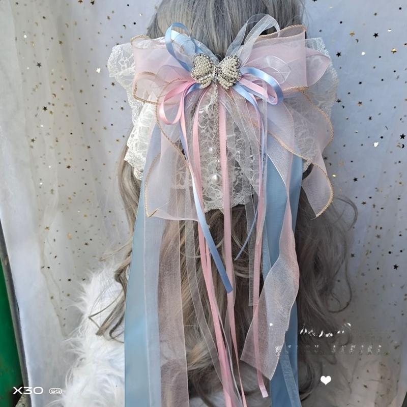 Product Introduction of Kẹp Tóc Nơ Ren Da Quạt Công Chúa Lolita, Phong Cách Nhật Bản, Hoa Lộng Lẫy, Thích Hợp Cho Cô Dâu Đám Cưới Và Cô Gái Mori, Kẹp Bên 3
