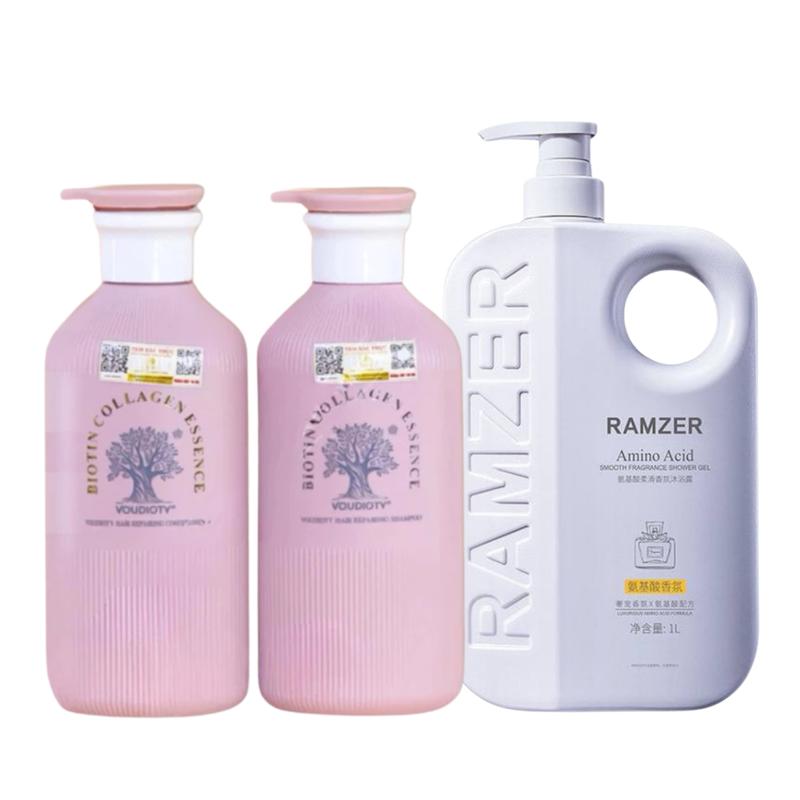 COMBO Dầu Gội Xả Hương Nước Hoa BIOTIN COLLAGEN + 1 Can Sữa Tắm RAMZER Hương Nước Hoa 1000ml-LUTAMALY Nữ Women Gội Đầu