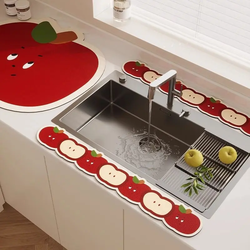 Dải Chặn Nước Vòi Nước Nhà Bếp, Chất Liệu Sợi Tảo Cát Ooze, Tấm Thoát Nước Nước, Thích Hợp Cho Mặt Bàn Phòng Tắm, Tấm Lót Ướt, Cạnh Dài Và Hẹp, Đế Lót Ly Phòng Tắm, Năm 2024