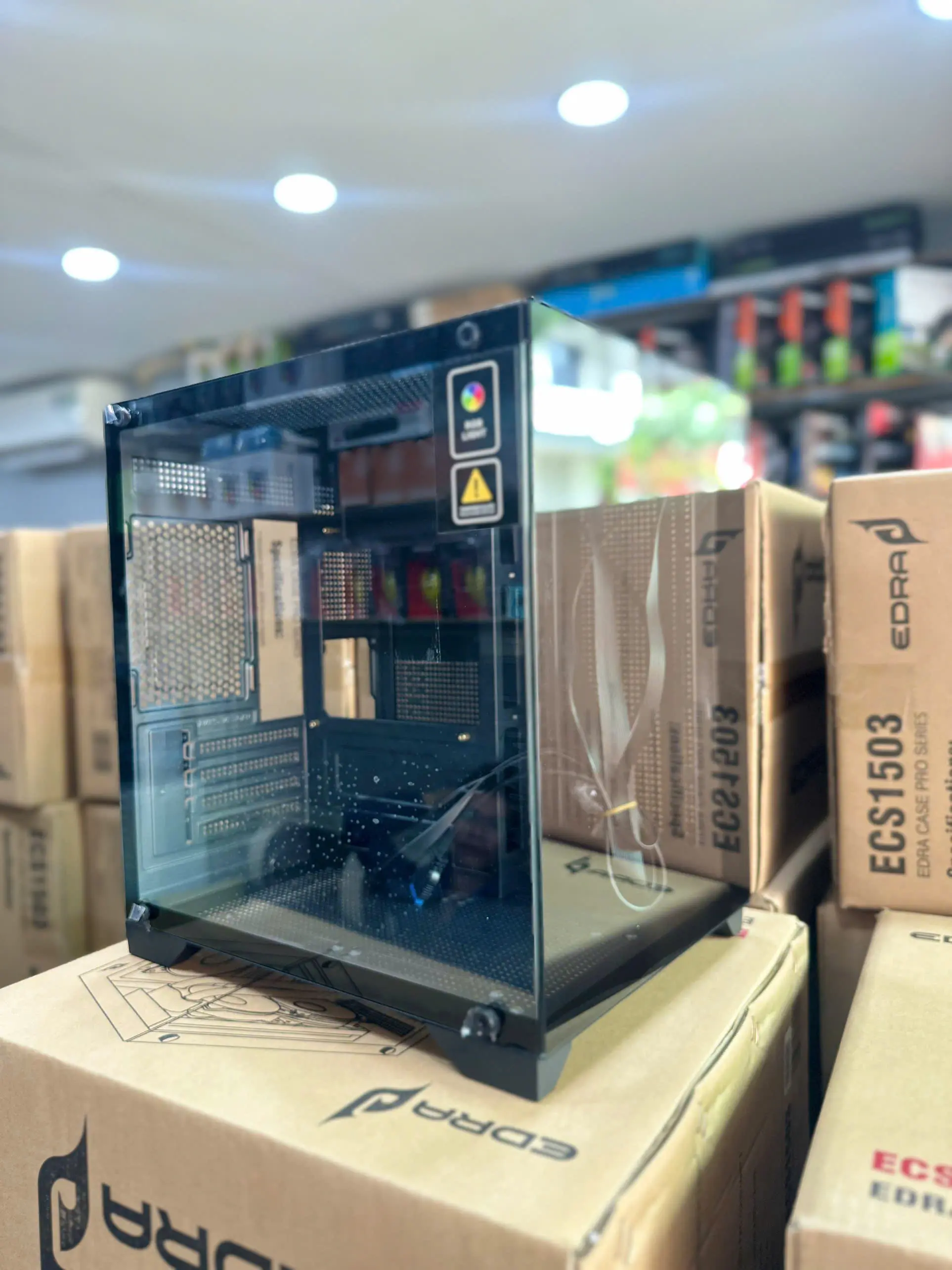 Vỏ   bể cá E-DRA ECS1503 MATX Đen - Trắng thùng  cpu máy tính case pc