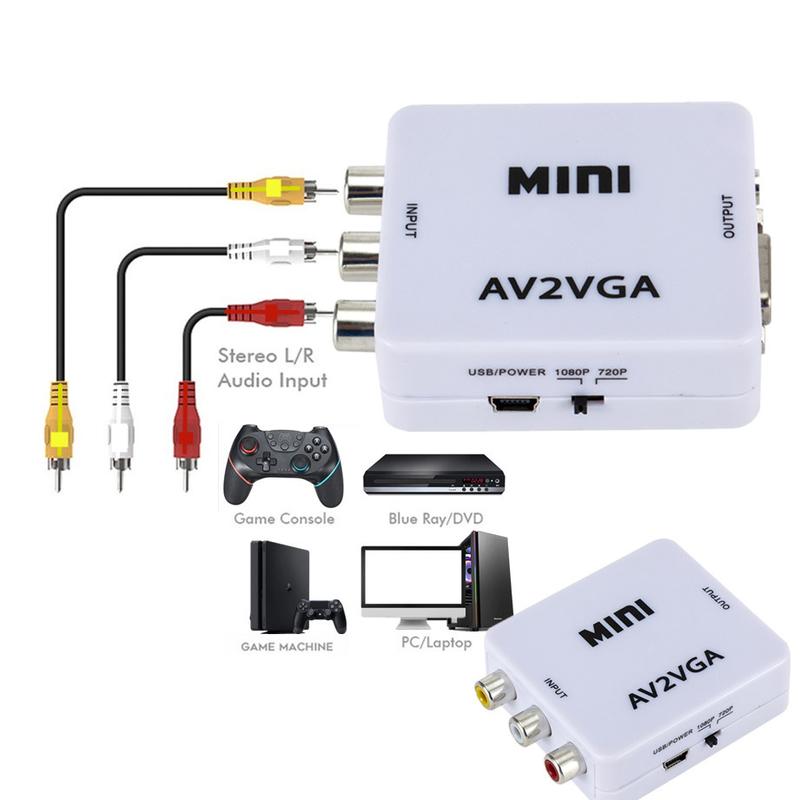 Product Introduction of GRWIBEOU 1080P Mini Video Convertor RCA AV to VGA Video Converter Conversor with 3.5mm Audio AV2VGA / CVBS + Audio to HDTV PC 17