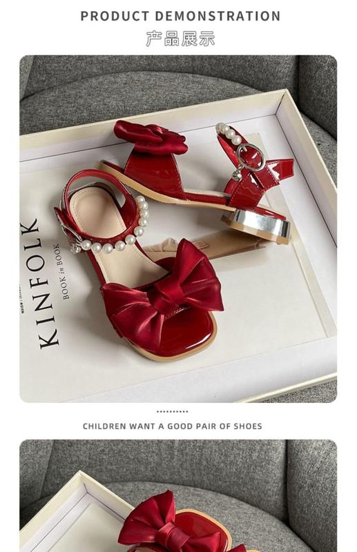 Product Introduction of Sandal Perempuan, Fesyen, Sandal Puteri, Sandal Kanak-kanak, Koleksi Musim Panas 2024, Sesuai untuk Kanak-kanak Sederhana dan Besar, Tapak Lembut, Ikatan bentuk rama-rama Tumit Tinggi Kecil, Kasut Puteri Perempuan 8