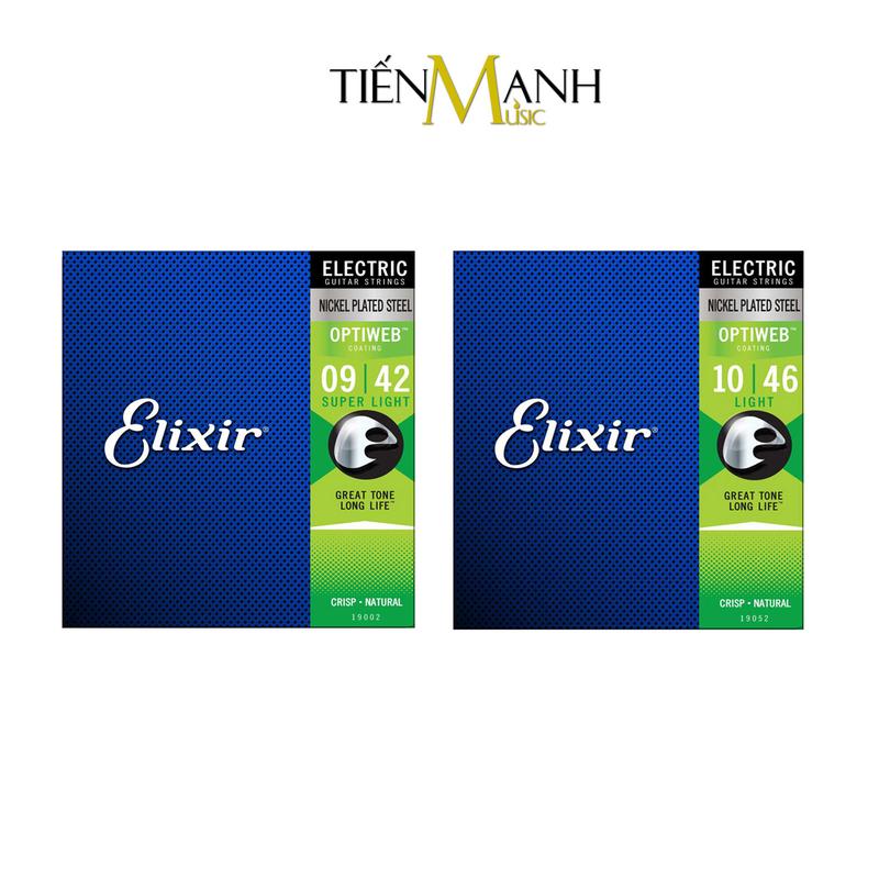 Chính Hãng Dây Đàn Guitar Điện Elixir 19002 19052 Phủ Lớp Optiweb Cỡ 9 10 Electric Strings