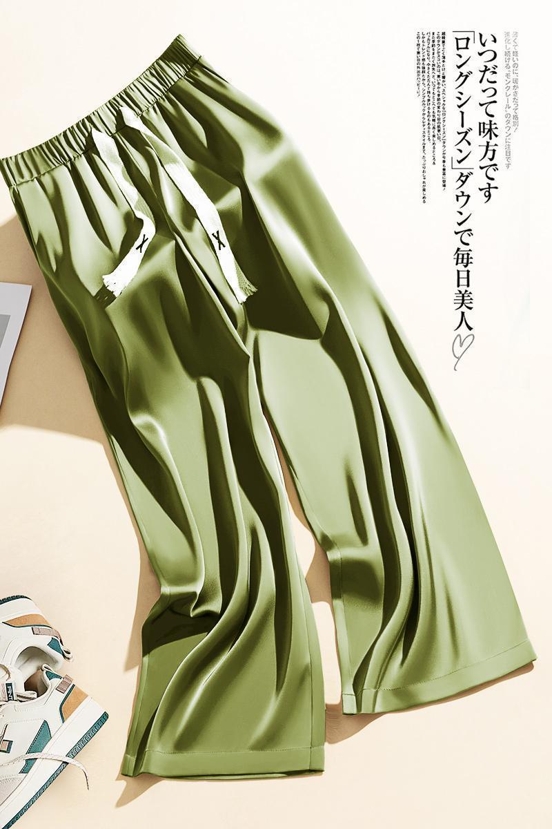 Product Introduction of Summer large size 300 catties ice silk casual pants men's pants draped wide-leg pants straight loose pants 5