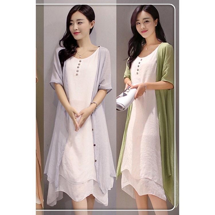 Set váy chất lanh tơ 3