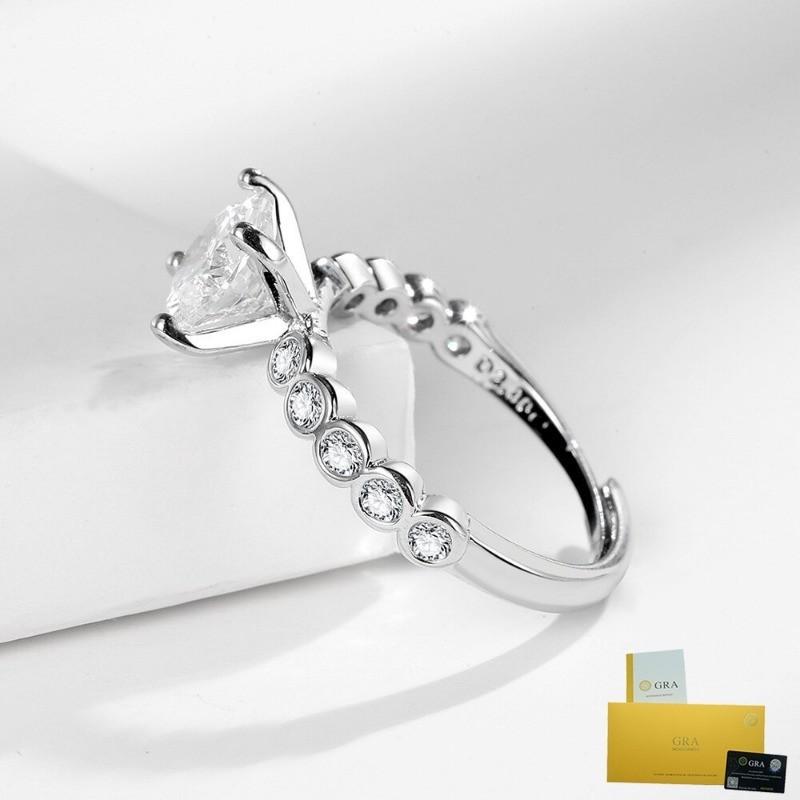 [with Gra Certificate] 2 Karat Temperament Princess Real Ring Jewelry Ring 6
