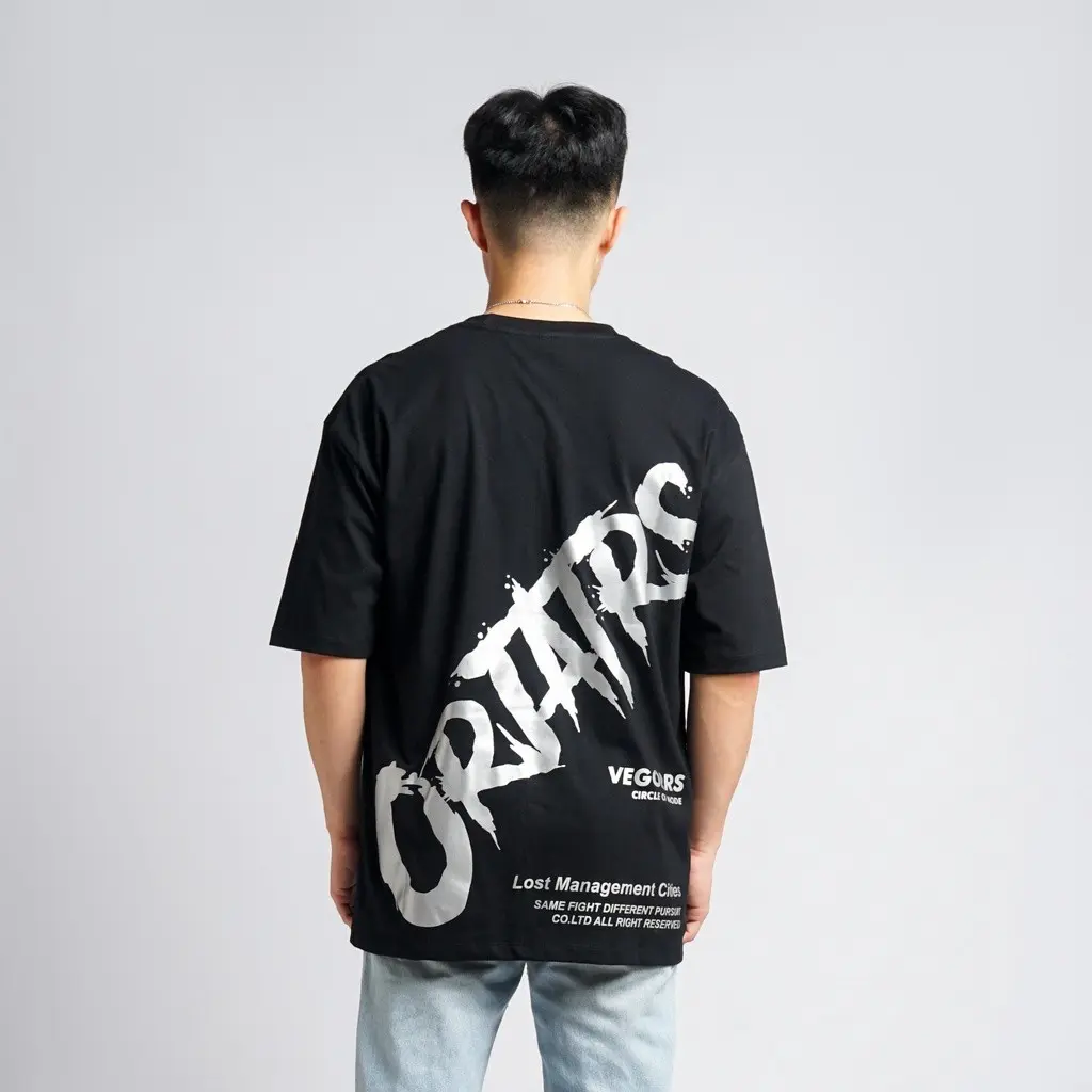 Orijiattires Kaos Oversize Pria Wanita Silver Veggors Sablon Plastisol Cotton Combed Hitam M L XL (WD035VZ)