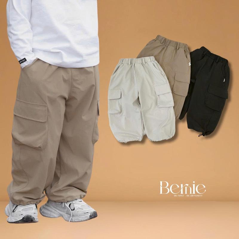 Quần dài quần gió mềm phối túi hộp gấu quần dây rút unisex bé trai bé gái 9 tới 25kg BERNIE T0825Q03