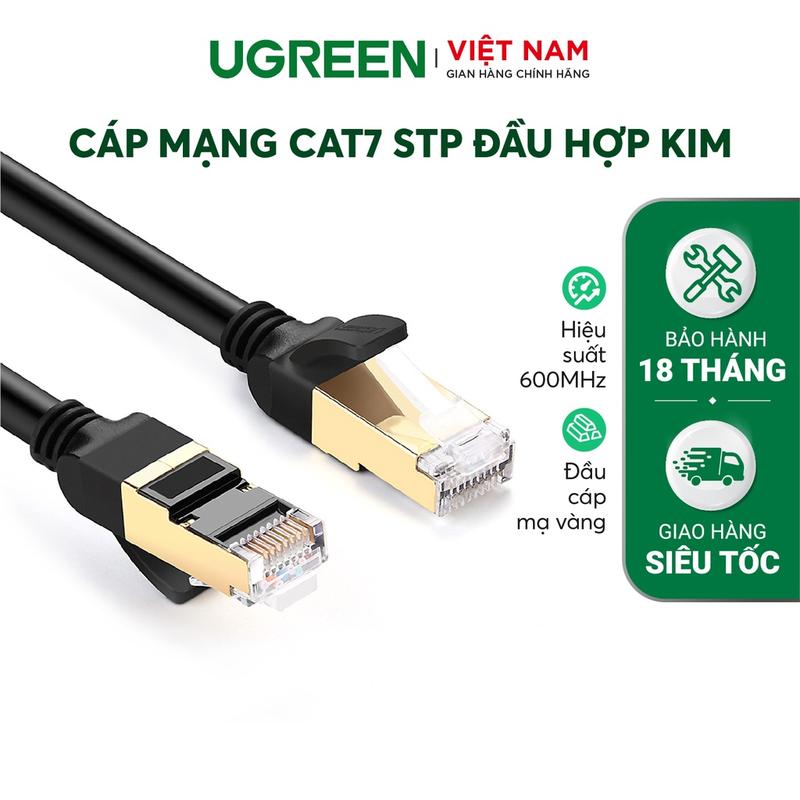 Cáp mạng Cat7 F FTP UGREEN NW107 Lõi đồng chống gỉ Truyền tải tốc độ cao 10Gbps | Bảo hành 18 tháng 1 đổi 1