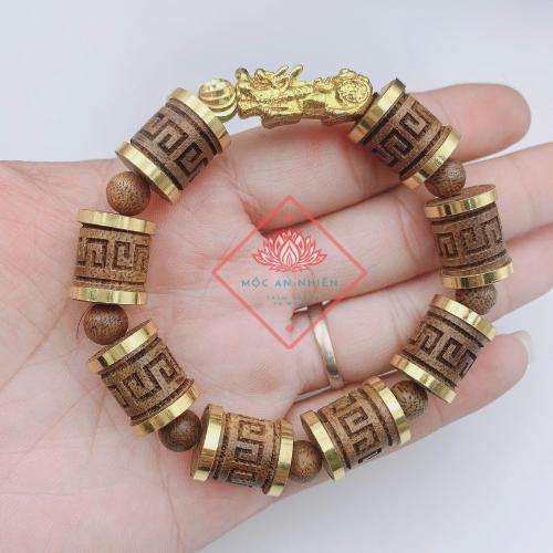 Lắc trầm hương kết hợp tỳ hưu LTH01 - mùi thơm ngọt  điêu khắc chữ vạn 4