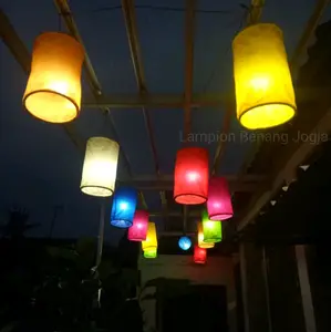 15cm Lampion Kain Gantung Outdoor Polos / Lampion Kain / Lampion Kain Gantung / Lampu Gantung Kain Hiasan Tali Kabel Rotan