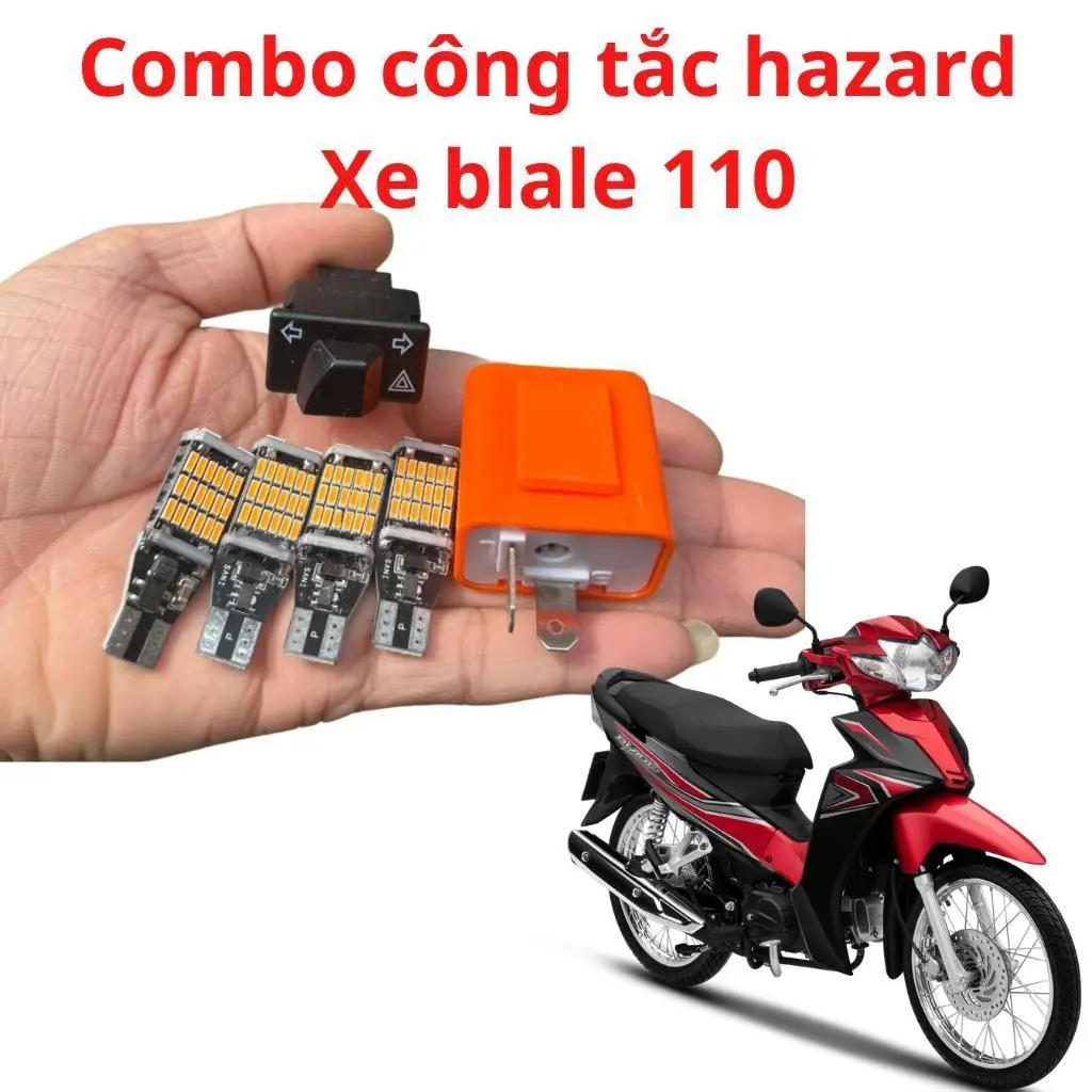 Công tắc hazard cục nháy kèm 4 xi nhan led T15 siêu sáng lắp cho xe wave blade 110 bảo hành 1 năm
