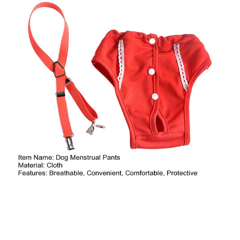 Wiutare- Button Design Dog Menstrual Pants Soft Comfortable Dog Menstrual Pants with Tail Hole Pet Supplies for Female Dogs Button Closure Buyers' 2