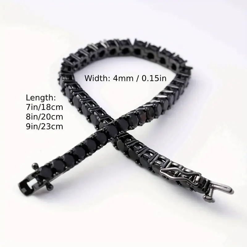 SummerSale| [4mm Black Tennis Hip Hop] ICEDCHICS 4mm Black Tennis Bracelet - Hip Hop Style, Synthetic Zirconia & Copper, Perfect for Daily Wear & Gifts, ICEDCHICS 1